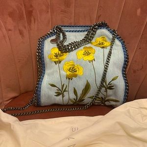 Stella McCartney denim tote / crossbody yellow flower bag